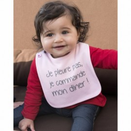 Bavoir "Je pleure pas je commande mon dîner" fille