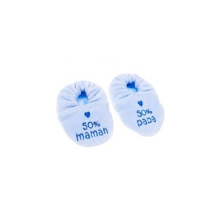 Chaussons en velours brodé "50% maman 50% papa" Chaussons en velours brodé "50% maman 50% papa"