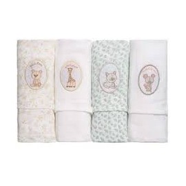 Coffret de 4 langes Coton Sophie la girafe 70 x 70 cm