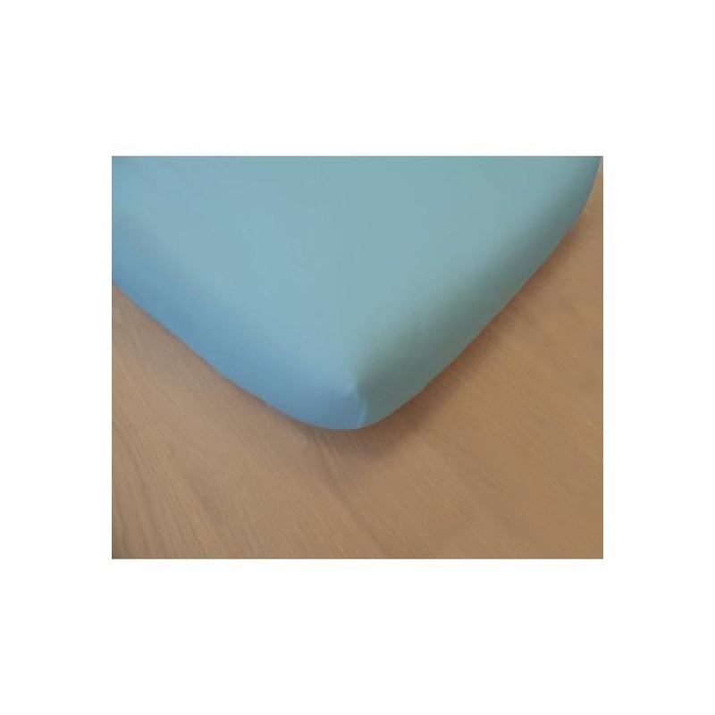 Drap housse bleu en coton bio 70 x 140 cm