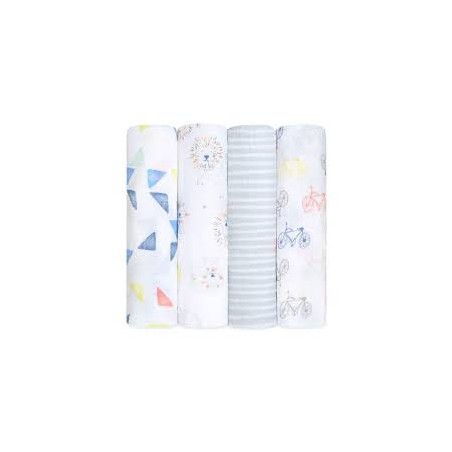 Coffret de 4 langes Coton Leader of the pack 120 x 120 cm Coffret de 4 langes Coton Leader of the pack 120 x 120 cm
