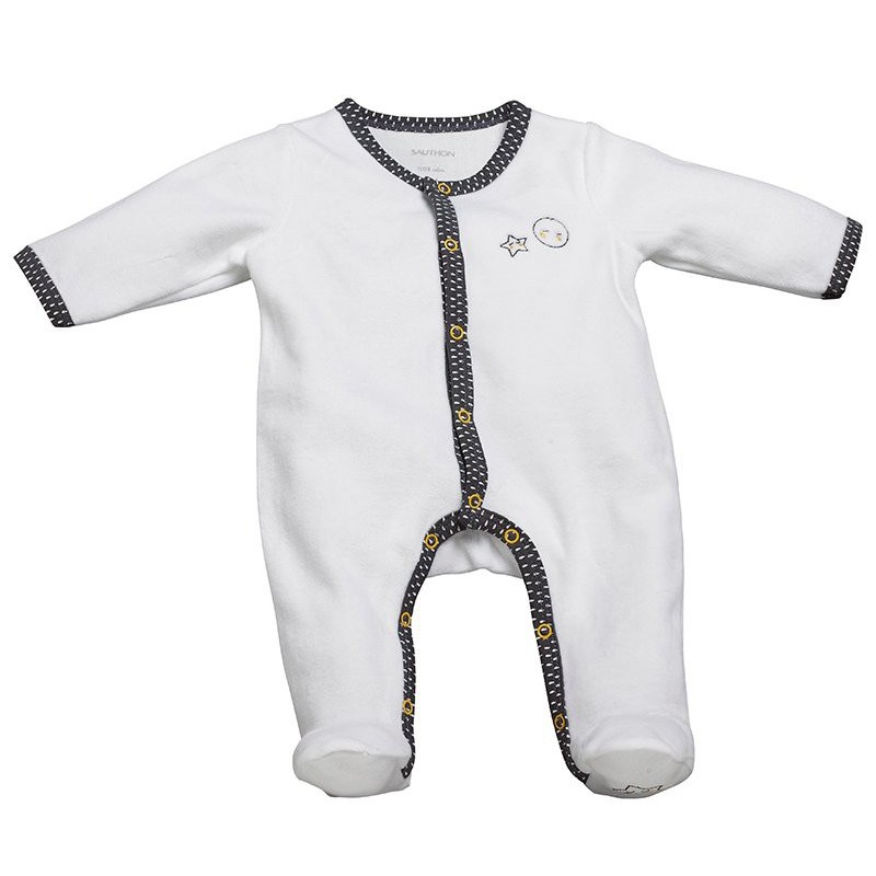 Pyjama Babyfan naissance en velours Blanc/gris Pyjama Babyfan naissance en velours Blanc/gris