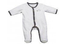Pyjama Babyfan en velours Blanc/gris 3M