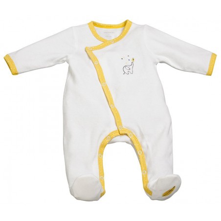 Pyjama Babyfan en velours Blanc/jaune 1M Pyjama Babyfan en velours Blanc/jaune 1M