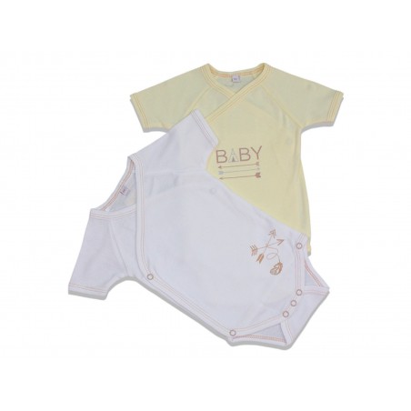 Lot de 2 Bodies à manches courtes Flèche 0/1M Lot de 2 Bodies à manches courtes Flèche 0/1M