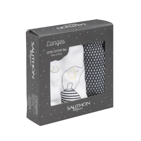 Coffret de 3 Langes en coton bio Babyfan 70 x 70 cm Coffret de 3 Langes en coton bio Babyfan 70 x 70 cm