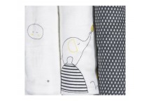 Coffret de 3 Langes en coton bio Babyfan 70 x 70 cm