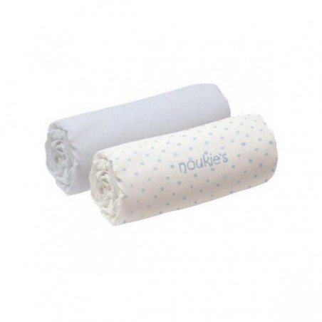 Lot de 2 Draps housse Mix & Match Bleu cocon 70x140 cm Lot de 2 Draps housse Mix & Match Bleu cocon 70x140 cm