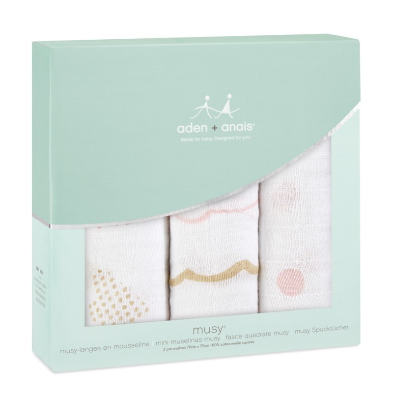 Coffret de 3 langes Coton Heart breaker 70 x 70 cm Coffret de 3 langes Coton Heart breaker 70 x 70 cm