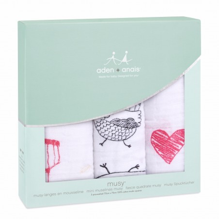 Coffret de 3 langes Coton Lovebird 70 x 70 cm Coffret de 3 langes Coton Lovebird 70 x 70 cm