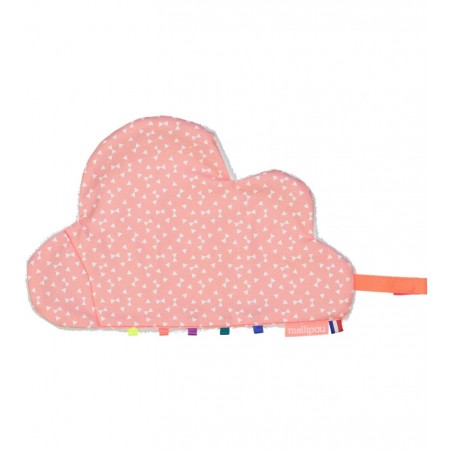 Doudou nuage attache-sucette Nelly rose