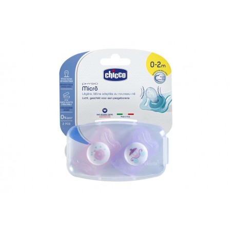 Lot de 2 Sucettes Physio micro 0-2M Rose Lot de 2 Sucettes Physio micro 0-2M Rose