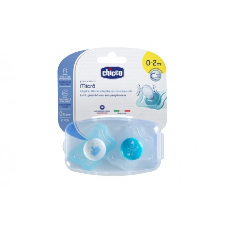 Lot de 2 Sucettes Physio micro 0-2M Bleu Lot de 2 Sucettes Physio micro 0-2M Bleu