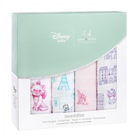 Coffret de 4 langes Coton Les Aristochats 120 x 120 cm Coffret de 4 langes Coton Les Aristochats 120 x 120 cm