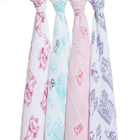 Coffret de 4 langes Coton Les Aristochats 120 x 120 cm Coffret de 4 langes Coton Les Aristochats 120 x 120 cm