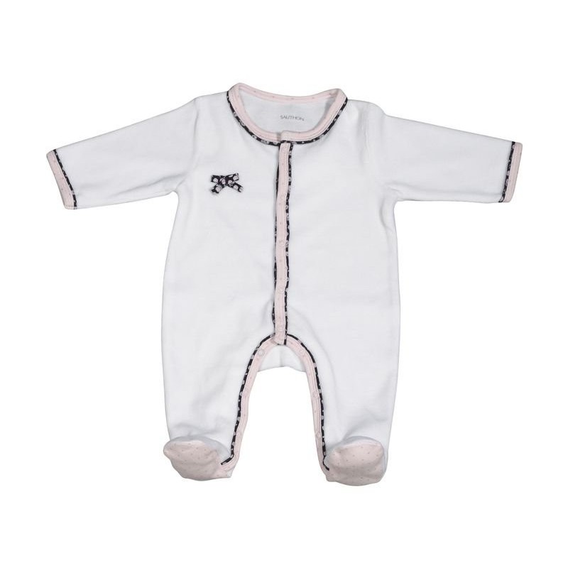 Pyjama Miss Chipie en velours Blanc 0M Pyjama Miss Chipie en velours Blanc 0M