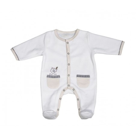Pyjama Timouki en velours Blanc 0M Pyjama Timouki en velours Blanc 0M