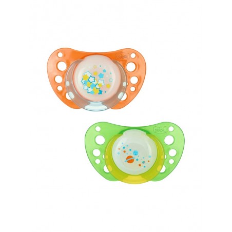 Lot de 2 Sucettes Physio Air Silicone Phosporescent 6-12 mois Lot de 2 Sucettes Physio Air Silicone Phosporescent 6-12 mois