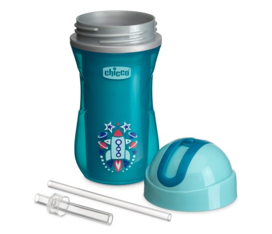 Tasse sport à paille et paroi isolante Bleu