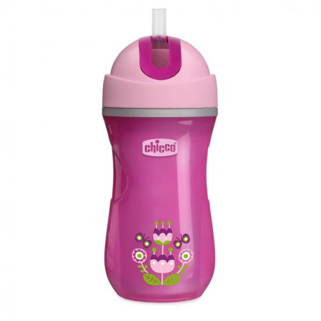 Tasse sport à paille et paroi isolante Rose