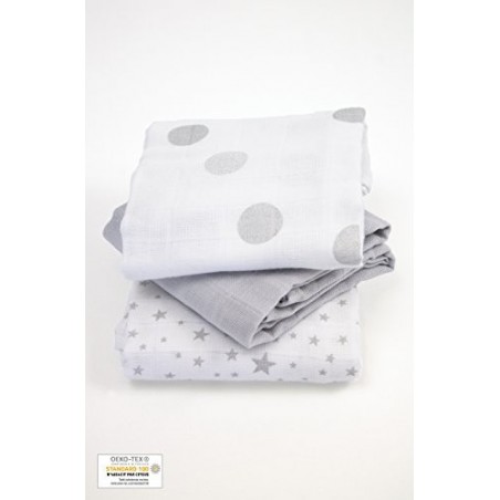Coffret de 3 langes Coton bio Gris 70 x 70 cm Coffret de 3 langes Coton bio Gris 70 x 70 cm