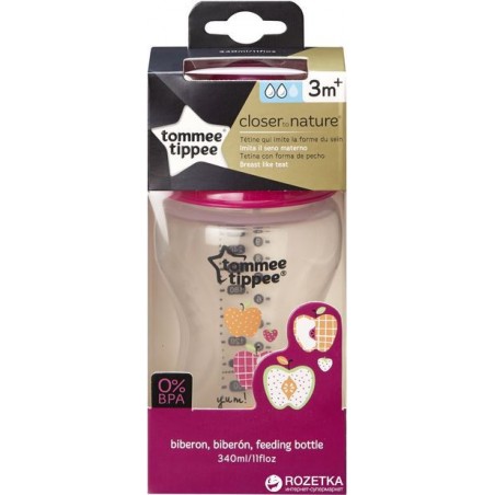 Biberon Closer to Nature 340ml 3m+ Fille Biberon Closer to Nature 340ml 3m+ Fille