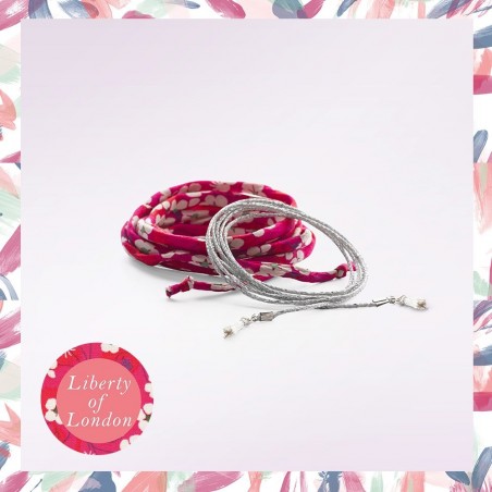 Cordon fantaisie - fleurs rouge et lurex argent