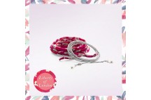 Cordon fantaisie - fleurs rouge et lurex argent