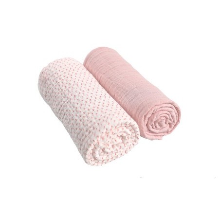 LOT DE 2 LANGES ROSE 100x100cm 