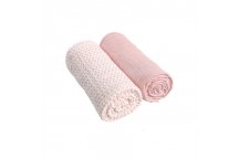 LOT DE 2 LANGES ROSE 100x100cm 