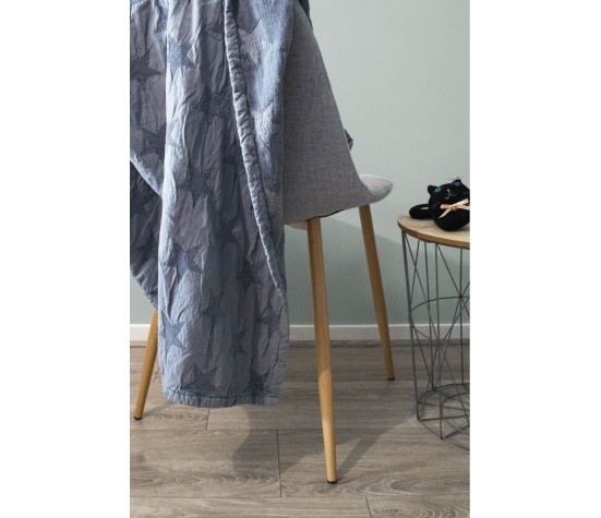 Couverture en coton Bio et maille chenille Star Gris Souris