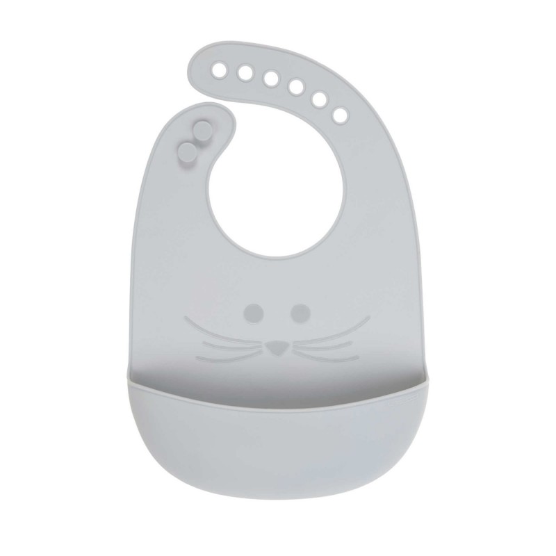 Bavoir silicone souris gris