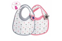 Lot de 2 Bavoir Bib'up naissance Gris et Rose