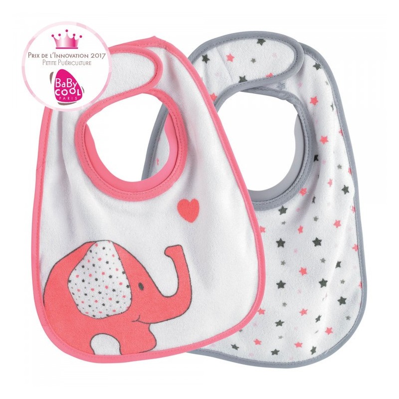 Lot de 2 Bavoir Bib'up 1er age Gris et rose