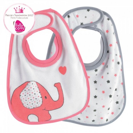 Lot de 2 Bavoir Bib'up 1er age Gris et rose