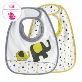 Lot de 2 Bavoir Bib'up 1er age Gris et Jaune