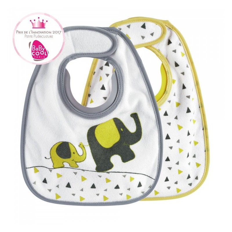 Lot de 2 Bavoir Bib'up 1er age Gris et Jaune