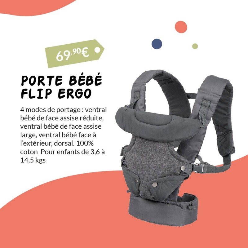 Infantino Porte-bébé dorsal ventral Flip Ergo 4en1, gris