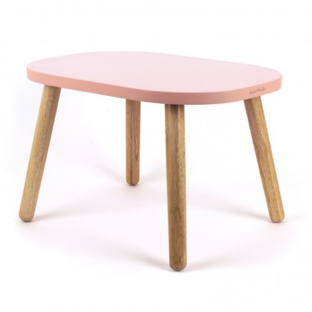 Table Ovaline Rose Pieds Bois