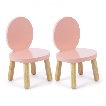 Lot de 2 chaises Ovaline Rose Pieds Naturel