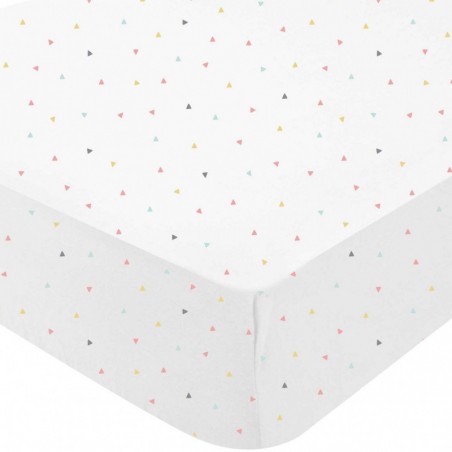 Drap housse jersey 70 x 140 cm Flamingo triangles Drap housse jersey 70 x 140 cm Flamingo triangles