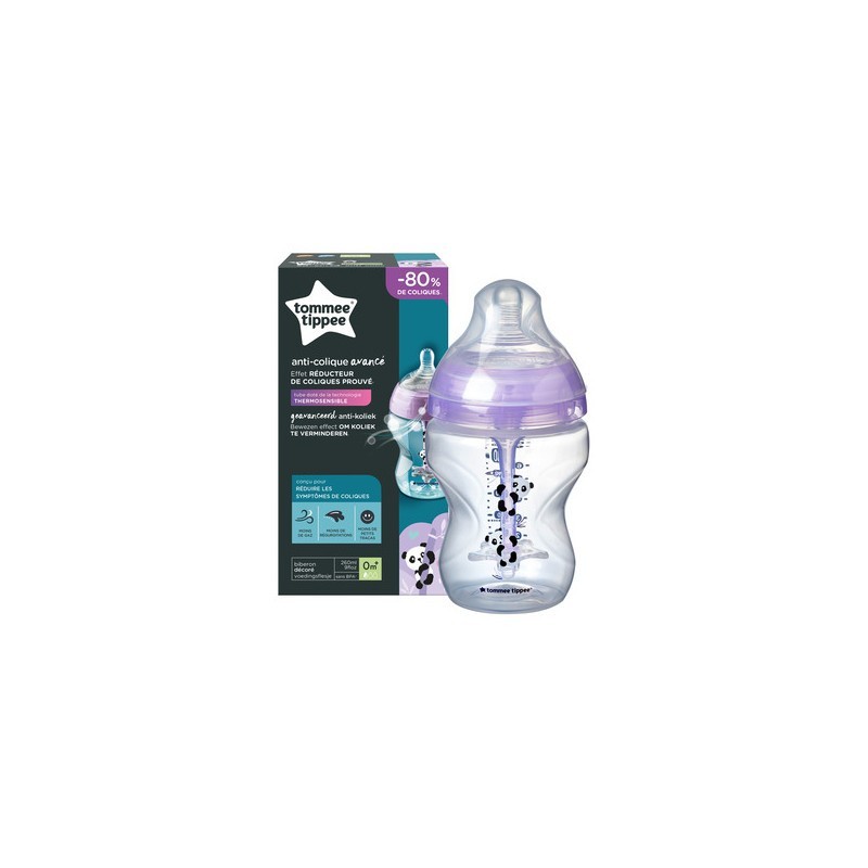 Biberon Anti-colique avancé 260ml Panda Mauve Biberon Anti-colique avancé 260ml Panda Mauve