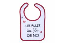 Bavoir “Les filles sont folles de moi" Blanc/Rouge