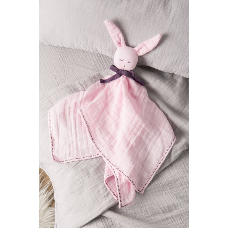 Doudou lapin en coton et mousseline pour bébé • Ma Peluche