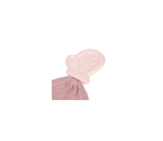 Doudou avec anneau de dentition naturel papillon caoutchouc