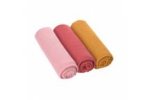 Lot de 3 langes rose/vieux rose/moutarde