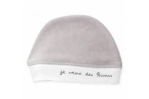 Bonnet naissance velours gris