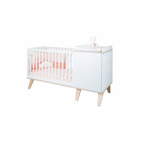 Lit bébé combiné évolutif 60x120 en 90x190 teddy de Baby price sur