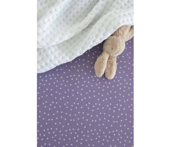 Drap Housse 70x140 Lilas étoiles coton BIO