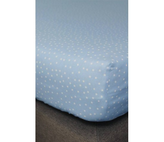 Drap Housse 70x140 Bleu étoiles coton BIO